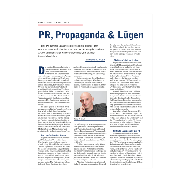 Heinz W. Droste - PR, Propaganda & Lügen